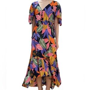 Anthropologie Vibrant Floral High Low Dress